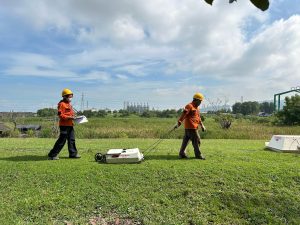 Pengoperasian georadar untuk mendeteksi lapisan bawah tanah.