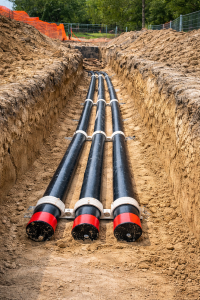 Foto trench instalasi kabel bawah tanah